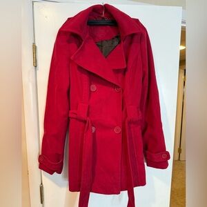 Jou Jou Women's Bold Red Pea Coat